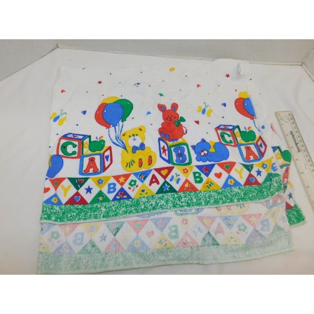 Vintage Riegel Baby Receiving Blanket USA Made 30 x 40 Multi Color ABC Blocks